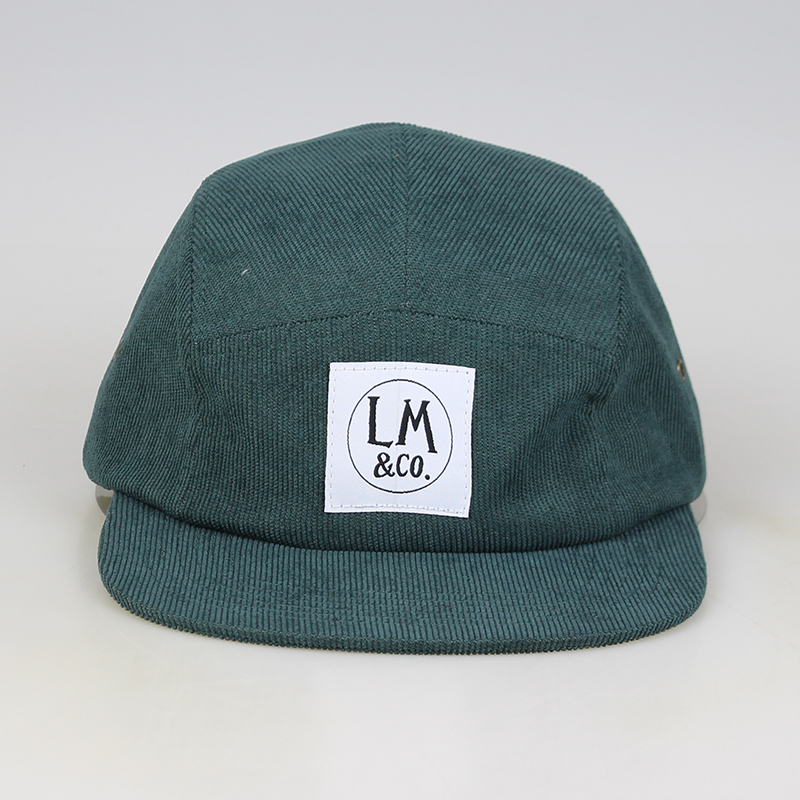 Applique corduroy 5 panel hat