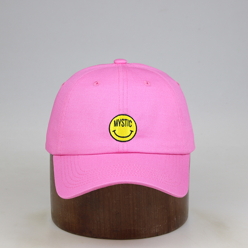 6 panel embroidery pink baseball cap